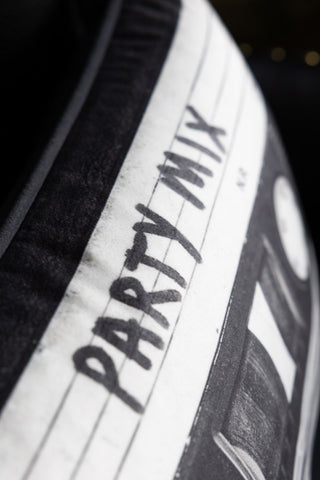 Detail image of the Party Mix Cassette Print Cushion