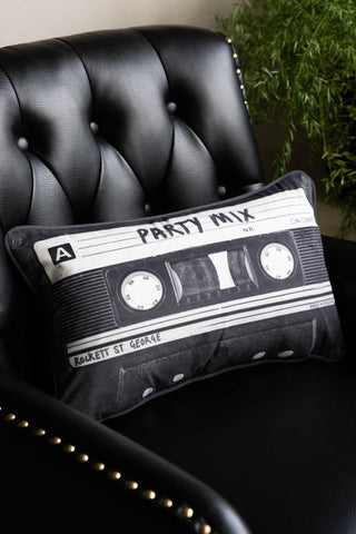 Lifestyle image of the Party Mix Cassette Print Cushion