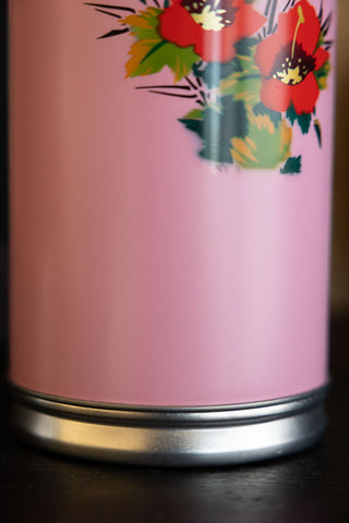 Image of the base of the Pink Painted Bird Decorative Flask