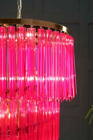 Close-up image of the Pink Chandelier