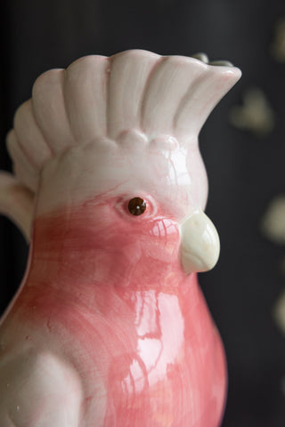Close-up image of the Pink Cockatoo Carafe Jug