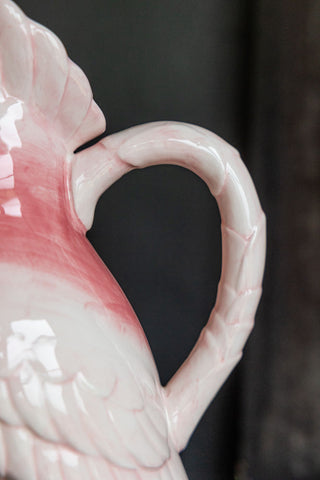 Image of the handle on the Pink Cockatoo Carafe Jug