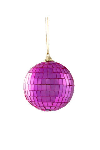The Pink Disco Ball Christmas Tree Decoration on a white background.