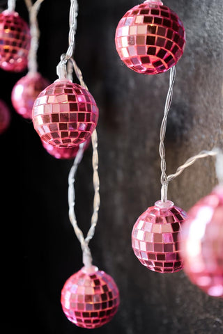 Detail image of the Pink Disco Ball Fairy Lights