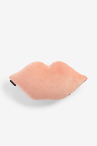 Image of the back of the Pink Lips Cushion on a white background.