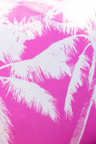 Close-up of the design on the Pink Palm Tree Outdoor Cushion.