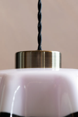 The gold detailing at the top of the Pink Pleated Glass Easyfit Ceiling Light Shade. 