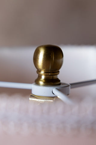 Close-up of the top of the Pink Poodle Table Lamp.