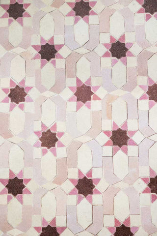The star mosaic tile style pattern on the Pink Star Durable Floor Mat.