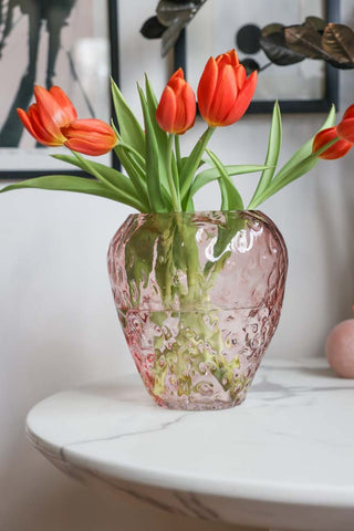 Pink Strawberry Glass Vase