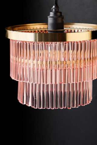 Lifestyle image of the Pink Tiered Glass Easyfit Ceiling Light Shade