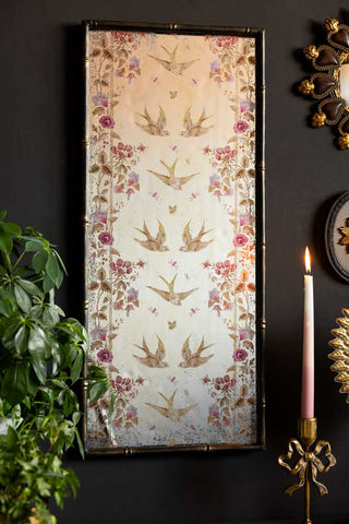 Image of the Beautiful Birds & Pink Flowers Decorative Mirror