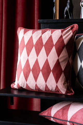 Image of the back of the Pink & Red Embroidered Star Cushion