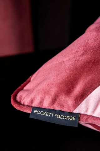 Image of the label on the Pink & Red Embroidered Star Cushion