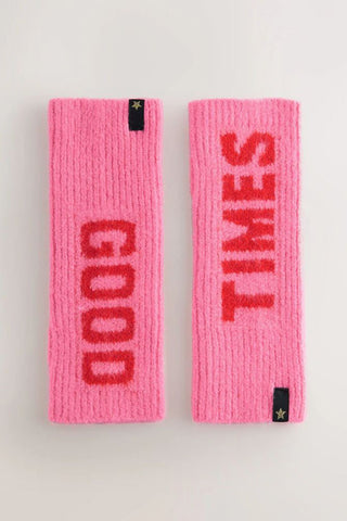 The pink and red good times handwarmers displayed flat on a white background.