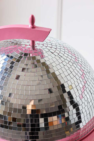 Close-up image of the Pink & Silver Disco Ball Drinks Trolley Cart
