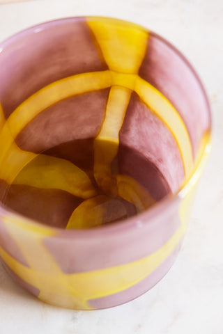 The inside of the Pink & Yellow Abstract Glass Vase. 