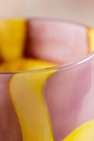 The side of the Pink & Yellow Abstract Glass Vase.