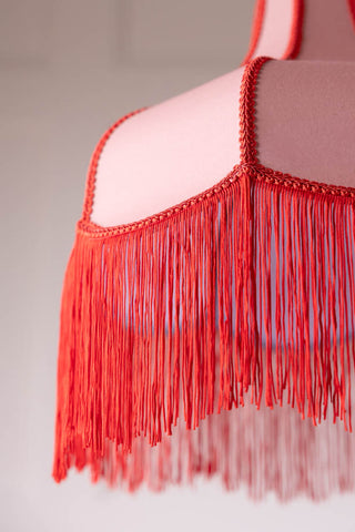 Detail image of the Pink & Red Tassel Edge Ceiling Light