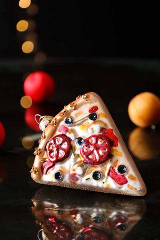 Lifestyle image of the Pizza Slice Christmas Decoration