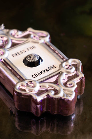 Image of the finish on the Press For Champagne Glass Christmas Tree Decoration