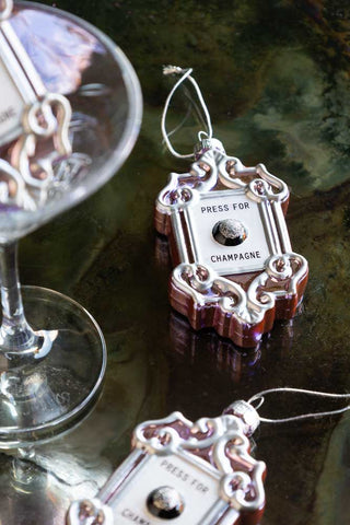 Detail image of the Press For Champagne Glass Christmas Tree Decoration