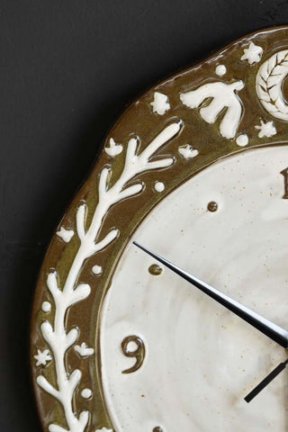 Detail image of the Folk Birds Ceramic Clock