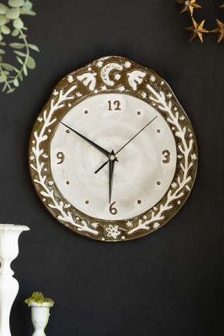 Lifestyle image of the Folk Birds Ceramic Clock