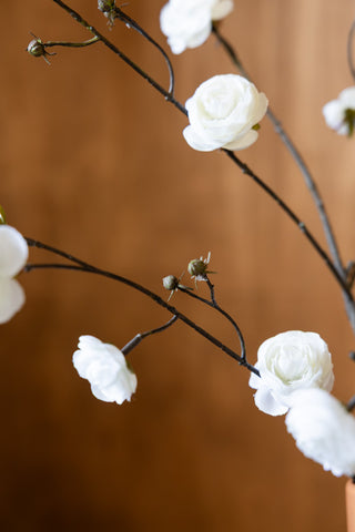 Close-up detail image of the Pretty Faux Ranunculous Stem in White