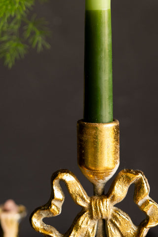 Detail image of the Pretty Gold Metal Bow Candle Holder