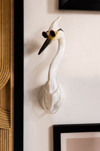 Detail image of the Quirky Bird With Sunglasses & Necklace Wall Art
