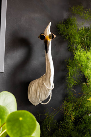 Image of the Quirky Bird With Sunglasses & Necklace Wall Art on a wall