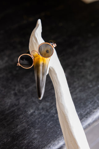 Image of the sunglasses on the Quirky Bird With Sunglasses & Necklace Wall Art