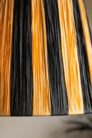 Close-up image of the Raffia Black & Natural Stripe Lampshade