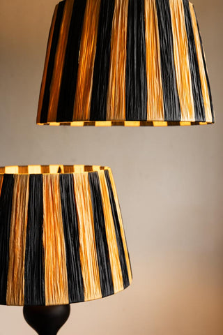 Detail image of the Raffia Black & Natural Stripe Lampshade