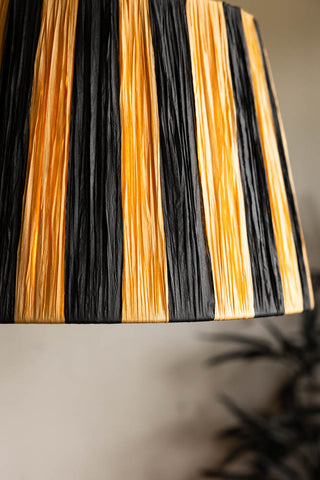 Image of the material on the Raffia Black & Natural Stripe Lampshade