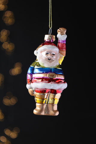 Detail image of the Rainbow Santa Christmas Decoration