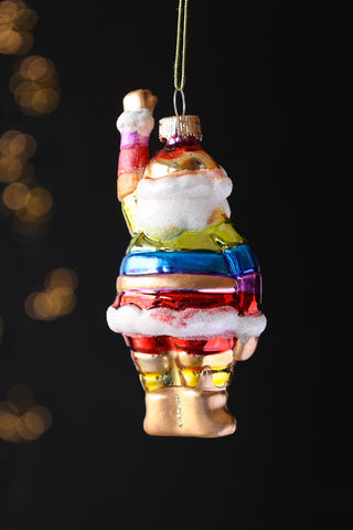 Image of the back of the Rainbow Santa Christmas Decoration
