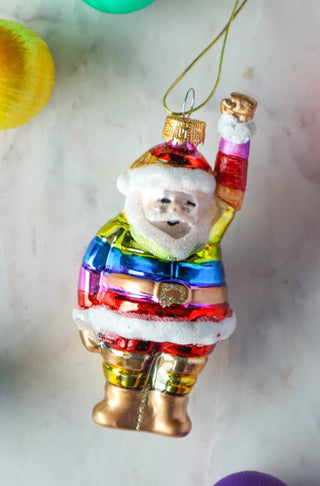 Lifestyle image of the Rainbow Santa Christmas Decoration