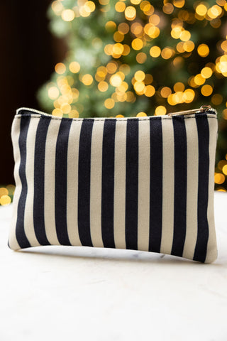 The back of the Random Crap Striped Canvas Pouch. 