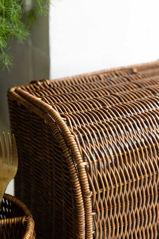 Close-up image of the Rattan-Style Bread Bin