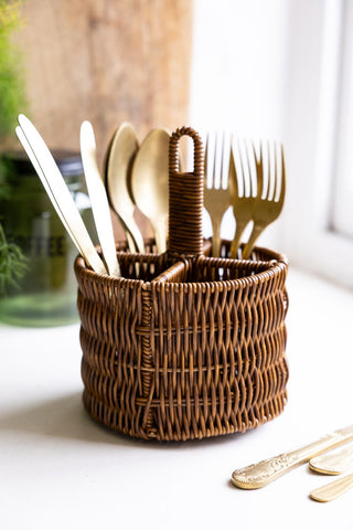 Detail image of the Rattan-Style Cutlery Holder