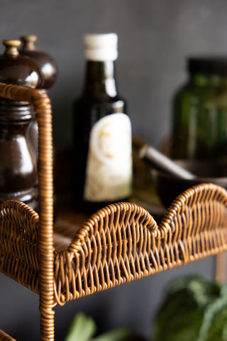 Detail image of the Rattan-Style Kitchen Storage Shelves