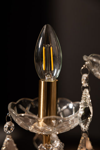 Close-up of the bulb in the Rechargeable Ornate Branch Table Lamp.