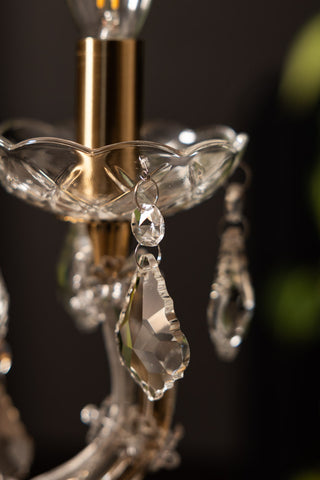 Detail shot of the decorative hanging details on the Rechargeable Ornate Branch Table Lamp.