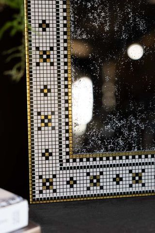 The corner detail showing the tile style border on the Stunning Mosaic Tile Wall Mirror.