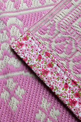 Detail image of the Recycled Plastic Garden Rug In Pink