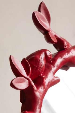 Close-up image of the Beautiful Red Bird Oval Wall Mirror