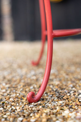 Close-up of the legs on the Red Bow Folding Garden Table & Chairs Set.