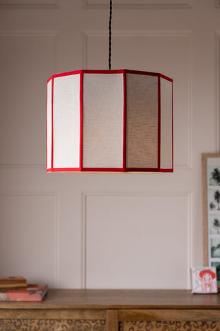 Lifestyle image of the Red Contrast Linen Lampshade